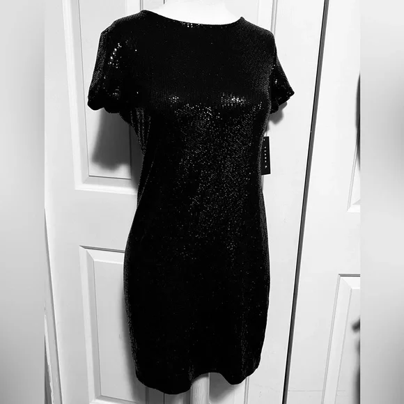 tiana b sequin dress Tiana B Little Black Sequined Sleeveless Cocktail Sparkle Dress Size 14  #NS2